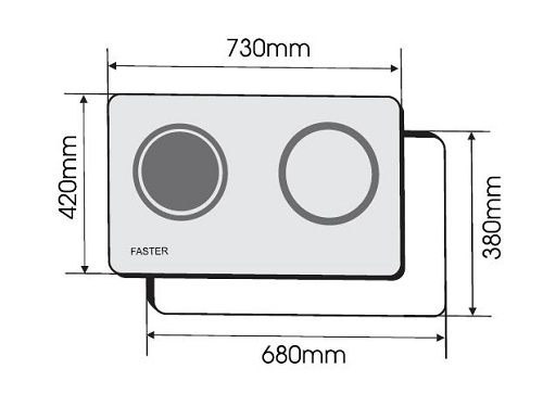 kích thước lắp đặt Bếp từ Faster FS 712I